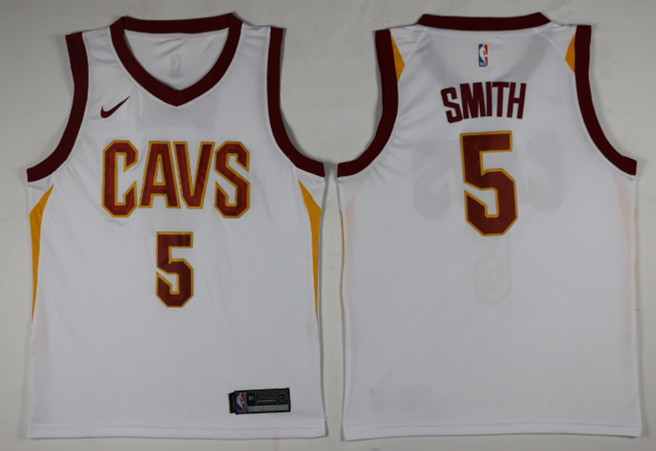 Men Cleveland Cavaliers #5 Smith White Game Nike NBA Jerseys->->NBA Jersey